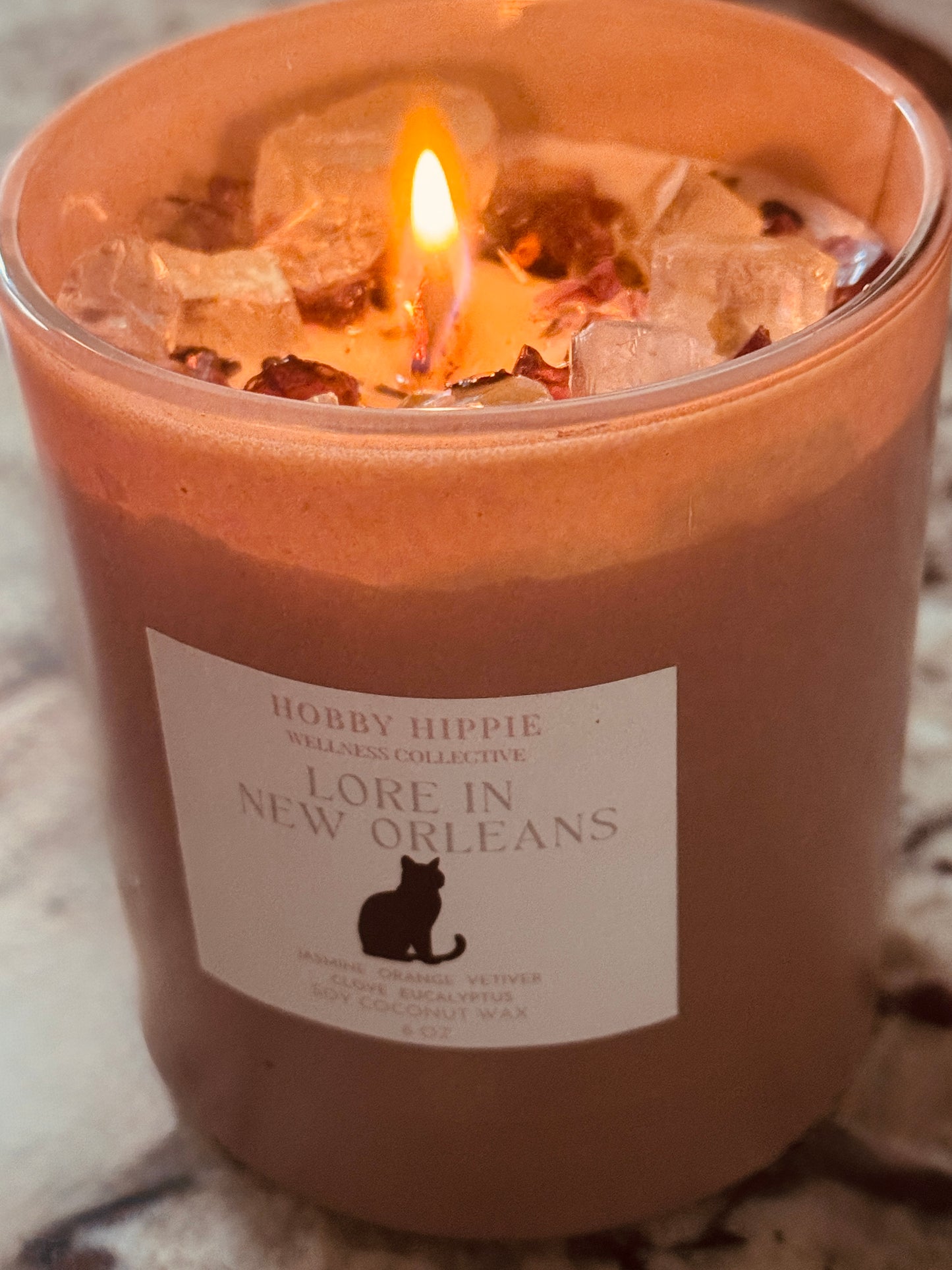 Lore in New Orleans candle with gems